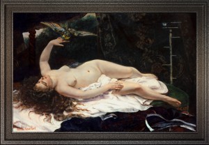Woman with a Parrot by Gustave Courbet